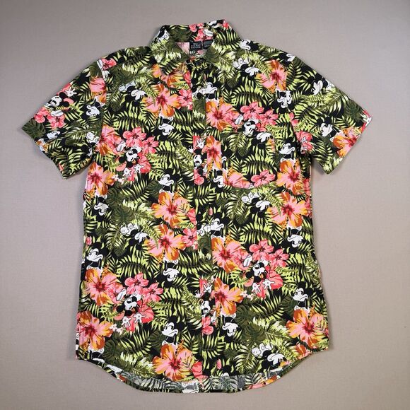 Disney Other - Disney Mickey Mouse Hawaiian Shirt  Mens Small Floral Button Up Short Sleeve